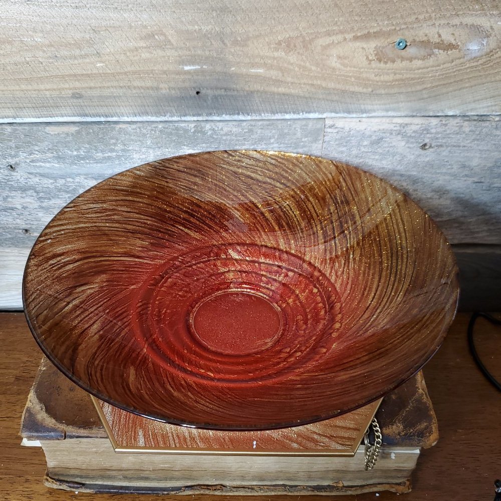 Il Quadrifoglio Decorative Glass Bowl - Red & Gold - Italian